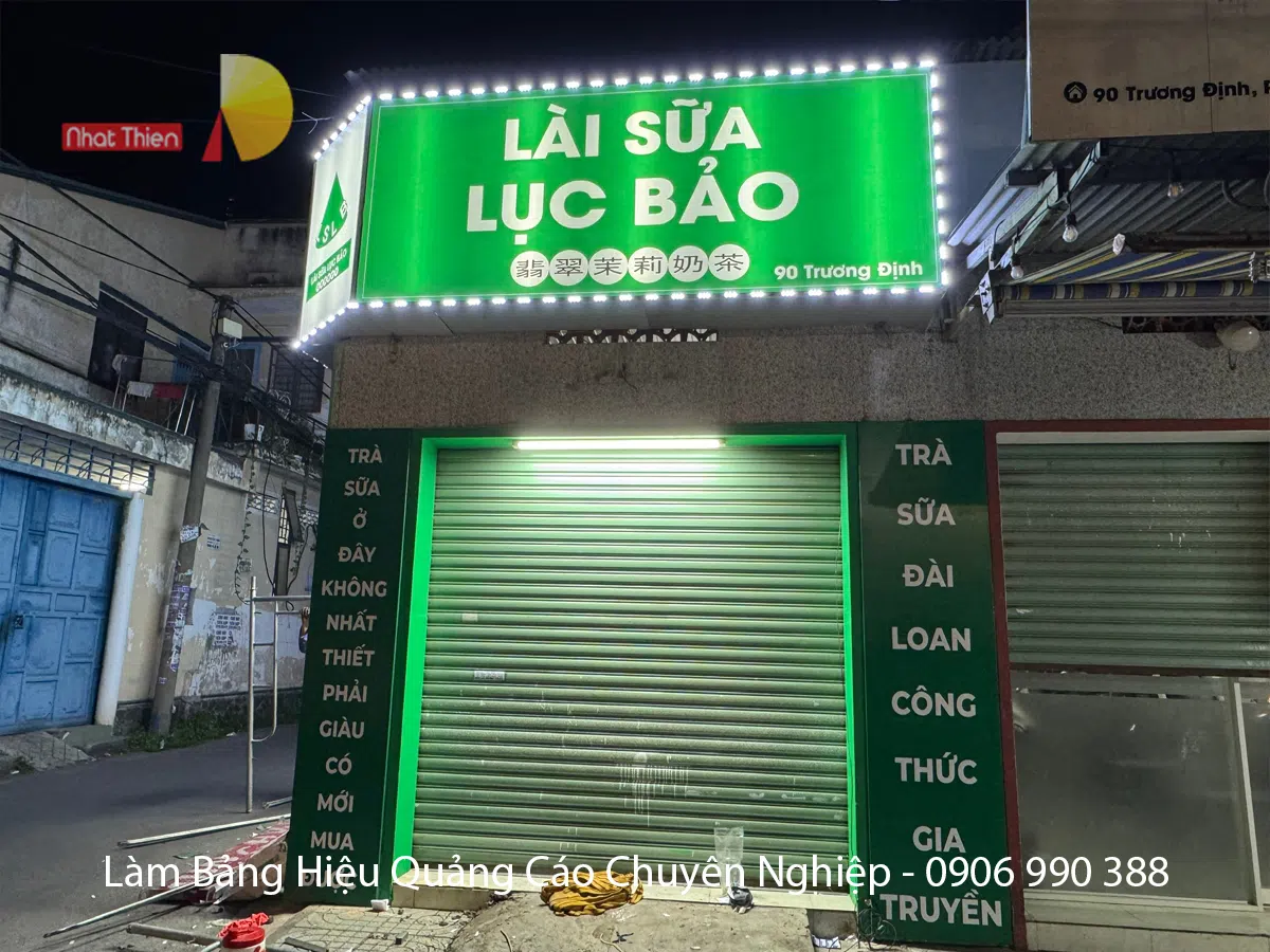 Bảng hiệu hộp đèn led cho quán trà sữa