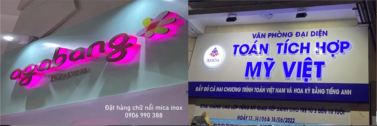 chữ mica đèn led sáng hông