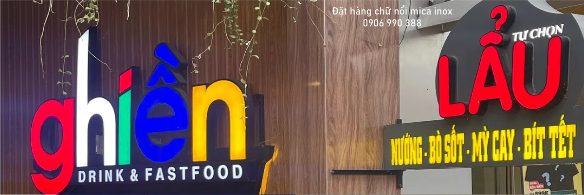 chữ mica có đèn