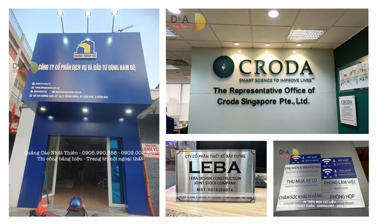 làm bảng hiệu công ty đa dạng chủng loại như bảng hiệu mặt tiền, logo trang trí sảnh đón khách, bảng biển văn phòng