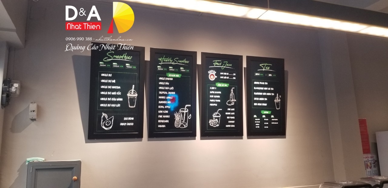 làm bảng menu quán nước