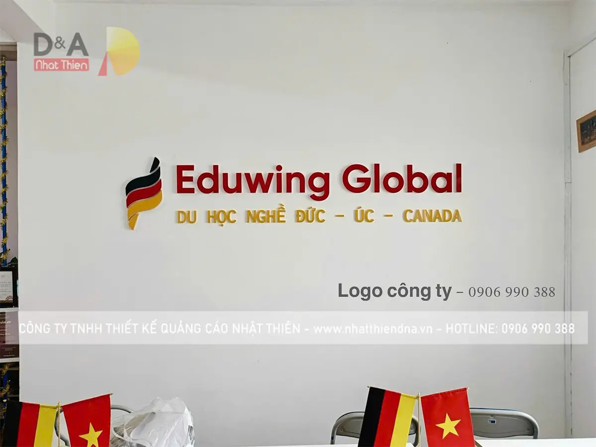 logo mica nổi hông formex - công trình cho trường eduwing Globaltại TPHCM