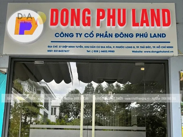 bảng hiệu công ty alu chữ mica nổi cho công ty bất động sản thủ đức