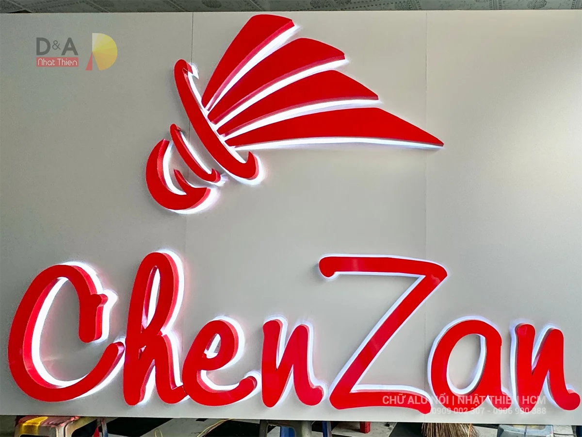 chữ nổi alu đèn led sáng chân chữ
