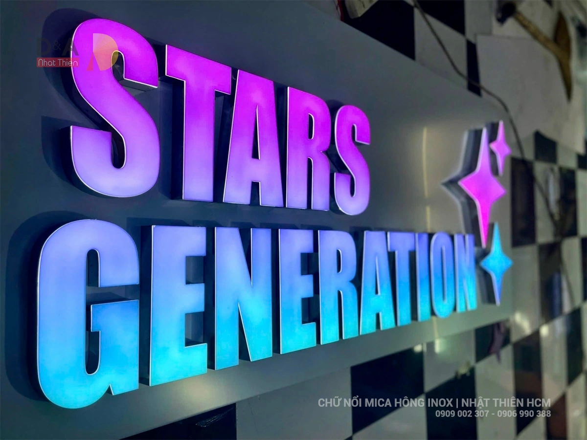 chữ mica nổi hông inox