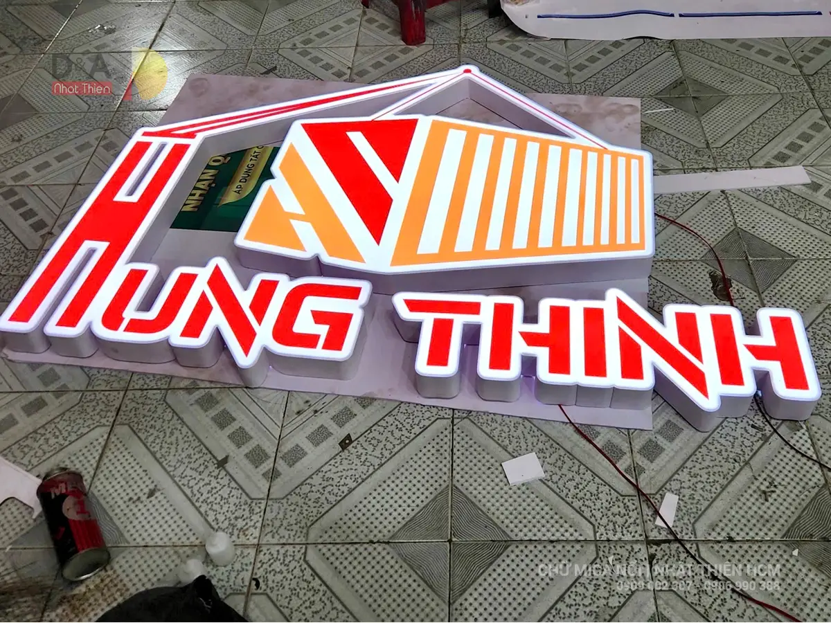 chữ nổi mica đèn led sáng mặt