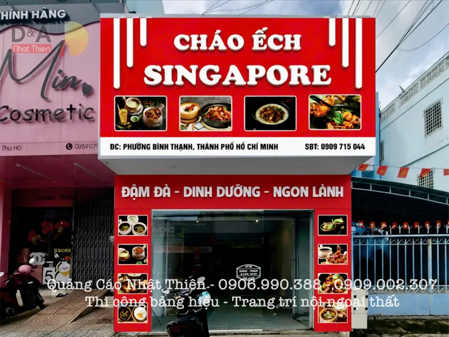thiết kế thi công bảng hiệu quán ăn chất liệu alu chữ nổi
